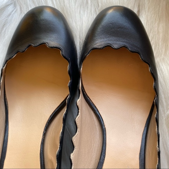 Chloe Lauren Black Scalloped Low Heel Pumps 35.5 - Picture 8 of 12